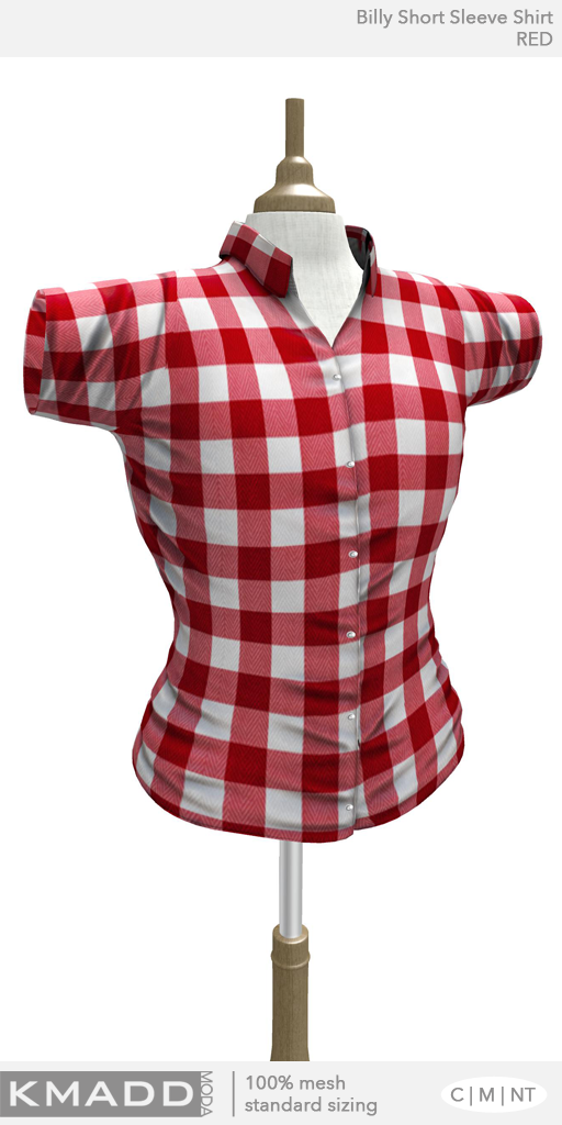 KMADD Moda ~ Billy Short Sleeve Checked Shirt ~ RED